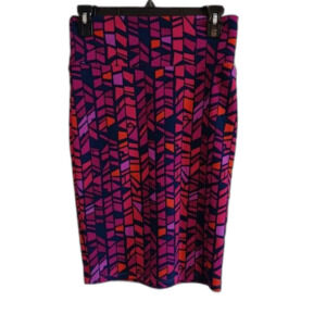 LuLaRoe Cassie Skirt XS Purple Pink Geometric Pull On Unlined
